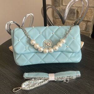 Studio Badgley Mischka light Blue Vegan Leather Handbag/Crossbody